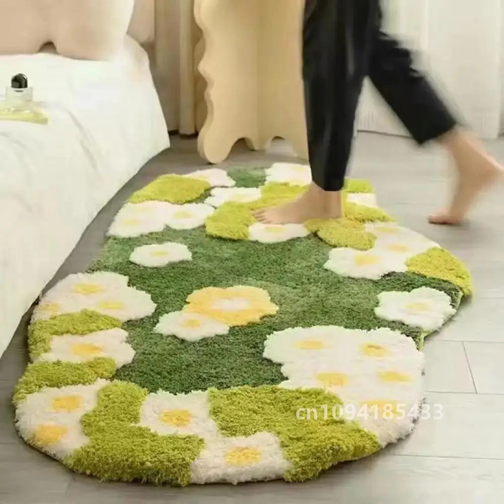 Anti-slip Mat Cozy Moss Bathroom Floor Moss Cartoon Flower Rug