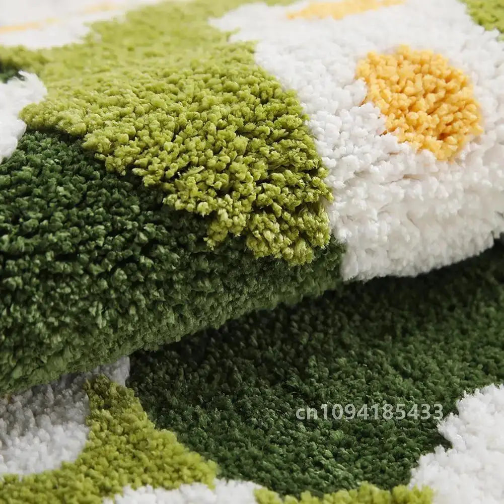 Anti-slip Mat Cozy Moss Bathroom Floor Moss Cartoon Flower Rug