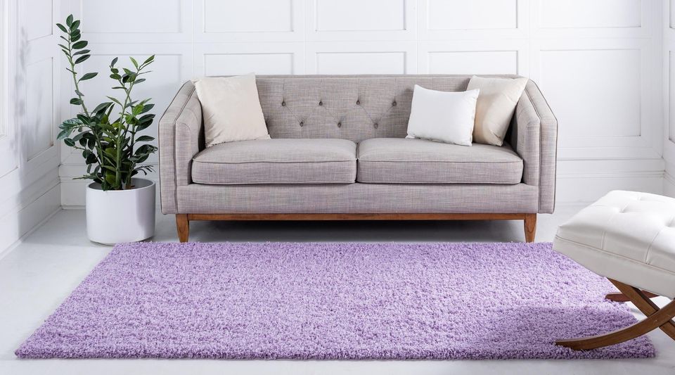 Solo Lilac Shag Rug 10 x 13ft Luxurious Fluffy Carpet