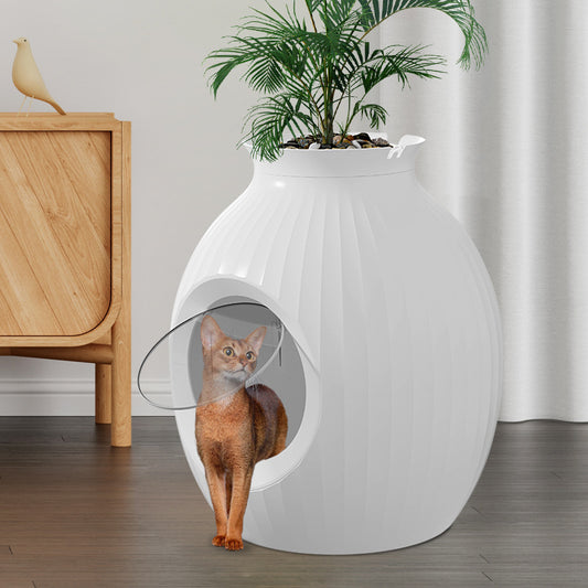 Flower Pot Style Fully Enclosed Deodorant Vase Oversized Cat Litter Box.