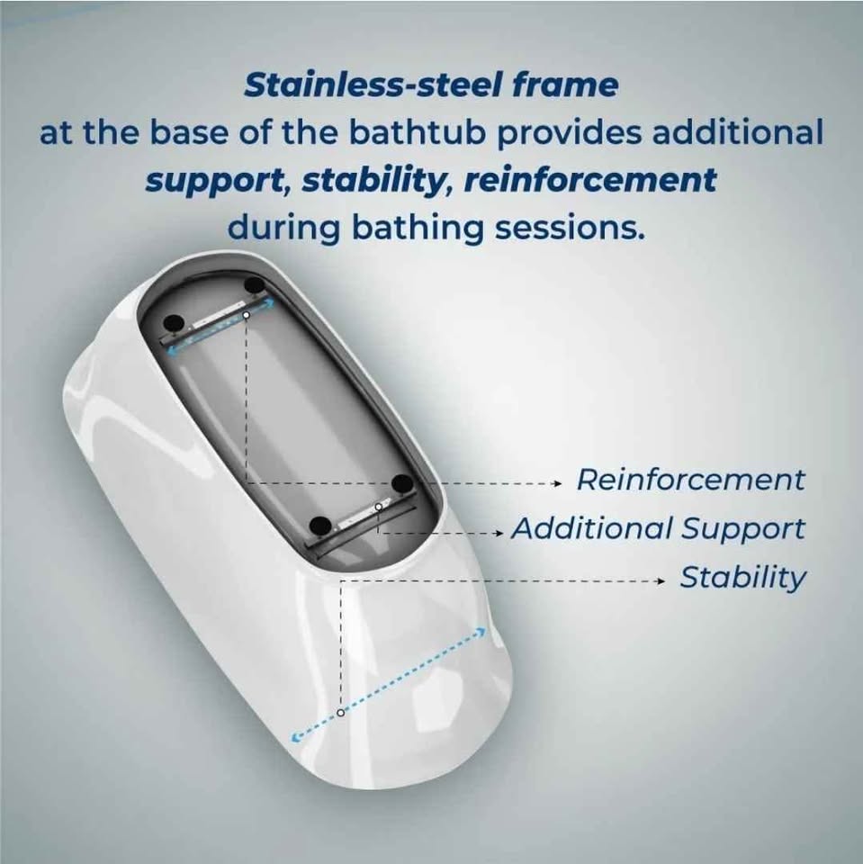 59" White Streamline Soaking Freestanding Acrylic Bathtub with Tray and Drain