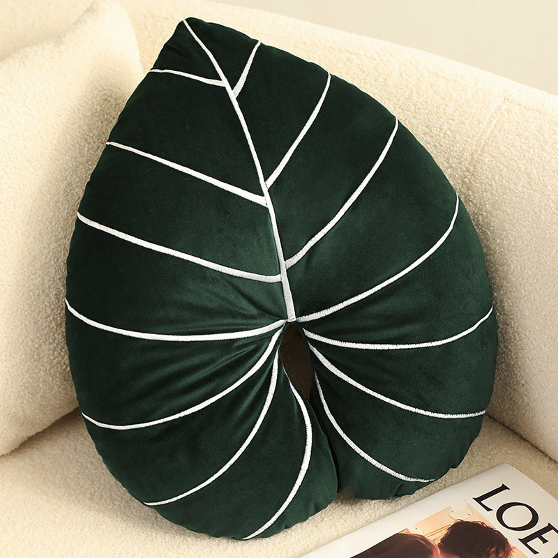 Philodendron Green Plant Pillow – Botanical Home Decor Accent